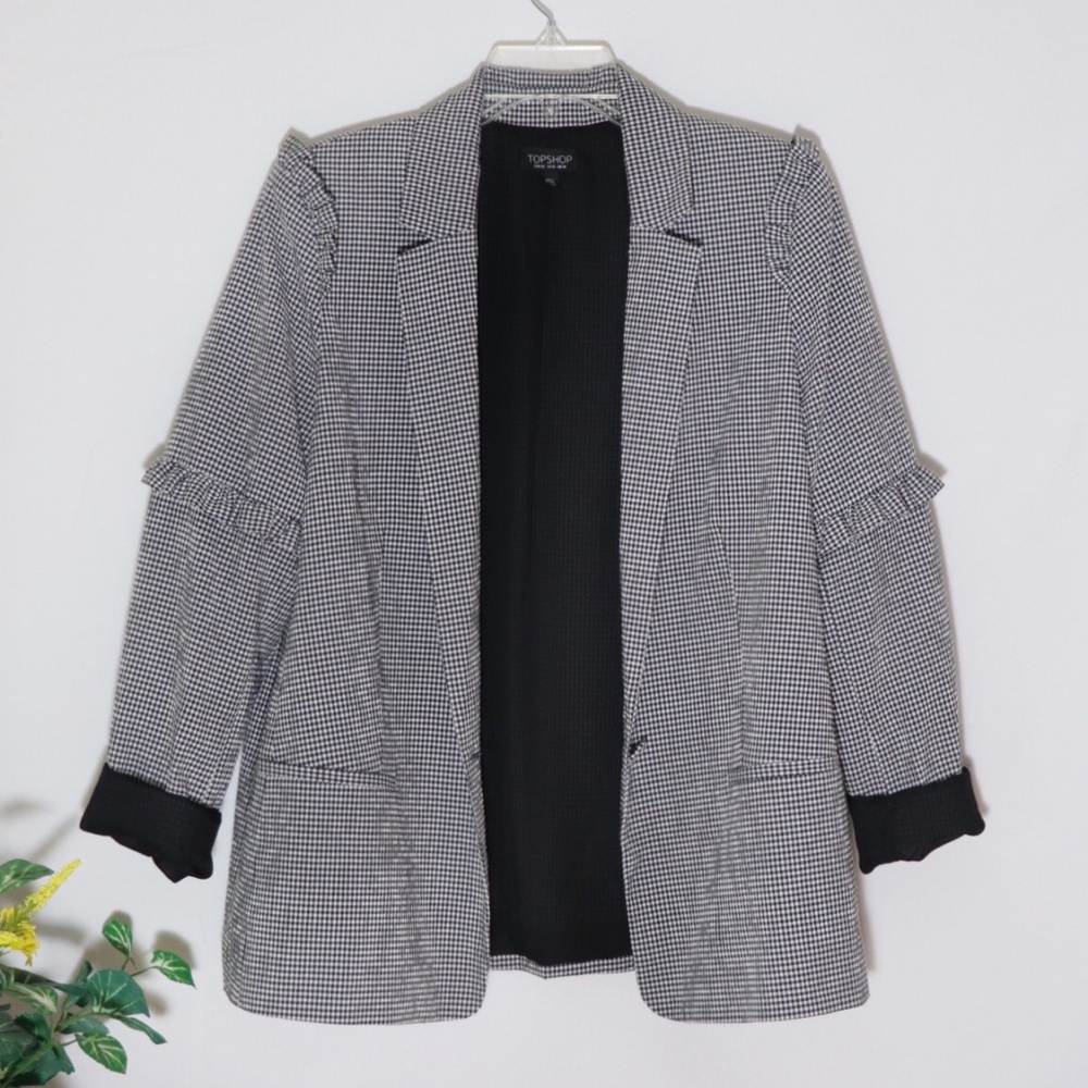 ❣️TOPSHOP Gingham Ruffle Blazer - Picture 2 of 8